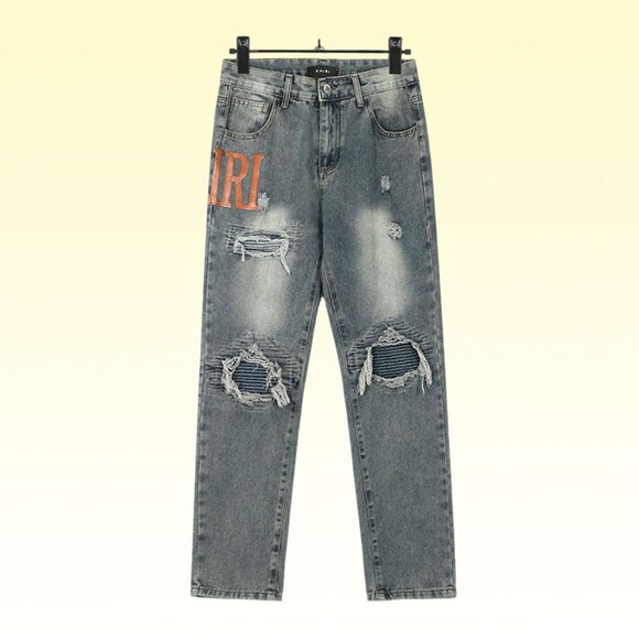 Amiri Washed Blue Ripped Jeans